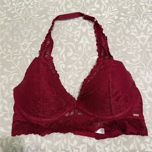 Victoria's Secret Lace Halter Bralette - Deep Red